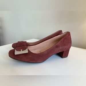 Naturalizer Francis Burgundy Suede Leather Dress Pump with Buckle